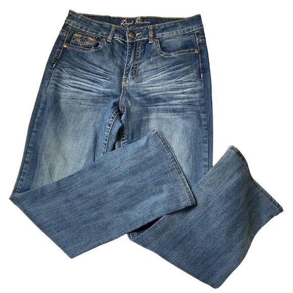 Royal Premium Jeans Women's Size 6 Embroidered Whiskers Bleu Denim - Picture 4 of 11